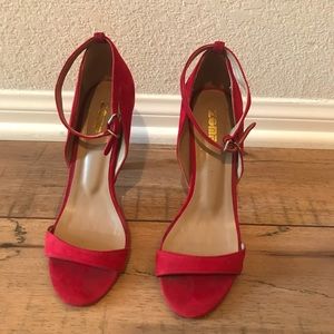 Red Suede Strappy Heels